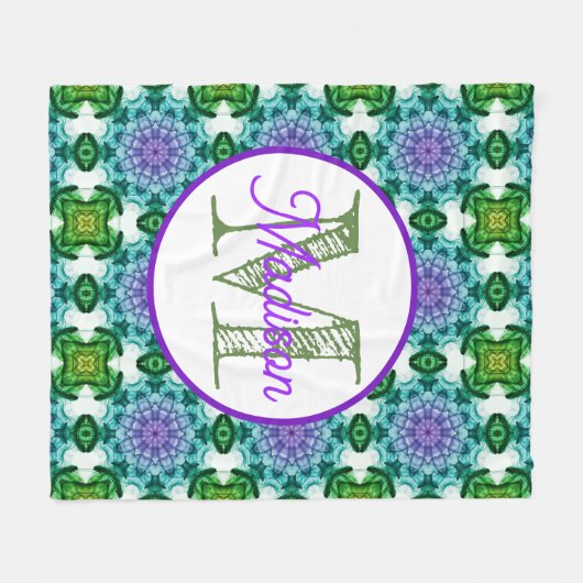 Couverture Polaire Monogramme personnalisé chats mignonettes couvertu (Devant (Horizontal))