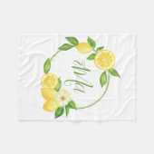 Couverture Polaire Monogramme personnalisé Citrus citron Floral Nom d (Devant (Horizontal))