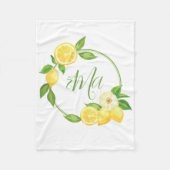 Couverture Polaire Monogramme personnalisé Citrus citron Floral Nom d (Devant)