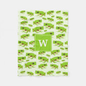 Couverture Polaire Monogramme personnalisé Cute Green Tree Frog Motif (Devant)