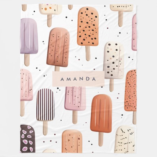 Couverture Polaire Monogramme Personnalisé Cute Popsicle Motif (Devant)