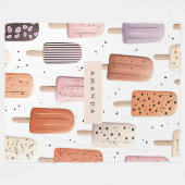 Couverture Polaire Monogramme Personnalisé Cute Popsicle Motif (Devant (Horizontal))