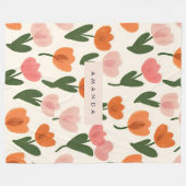 Couverture Polaire Monogramme Personnalisé Cute Spring Tulip Motif (Devant (Horizontal))