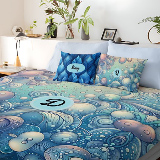 Couverture Polaire Monogramme personnalisé, Dreamy Bubble thème de l'