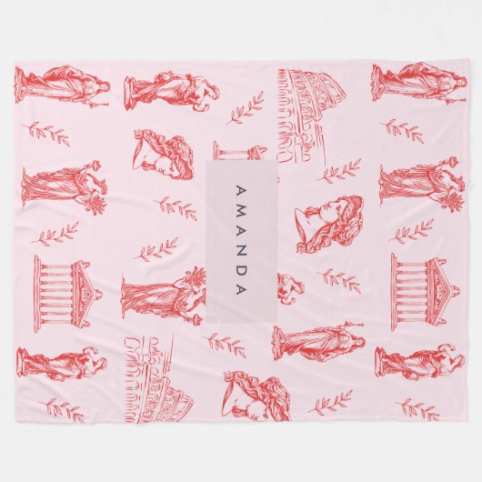 Couverture Polaire Monogramme personnalisé Grec Ancien Statue Cadeaux (Devant (Horizontal))