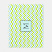 Couverture Polaire Monogramme personnalisé Green & Aqua Blue Chevron (Devant)