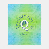 Couverture Polaire Monogramme personnalisé LAVISHLY LOVED Blue (Devant)