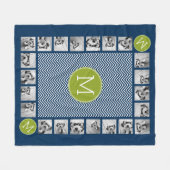 Couverture Polaire Monogramme personnalisé Marine Blue Lime Green Che (Devant (Horizontal))