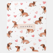 Couverture Polaire Monogramme Personnalisé Mignon Chien Dachshund (Devant)