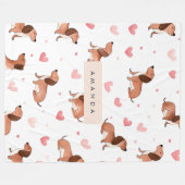 Couverture Polaire Monogramme Personnalisé Mignon Chien Dachshund (Devant (Horizontal))