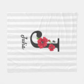 Couverture Polaire monogramme personnalisé modifiable en J texte fleu (Devant (Horizontal))