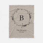 Couverture Polaire Monogramme personnalisé Nom de famille Linen rusti (Devant)