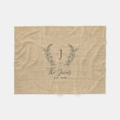 Couverture Polaire monogramme personnalisé nom de famille rustique (Devant (Horizontal))