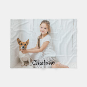 Couverture Polaire Monogramme Personnalisé Photo Moderne Amusant Tend