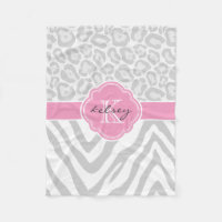 Monogramme personnalisé Poster de animal gris et r