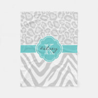 Monogramme personnalisé Poster de animal gris et t