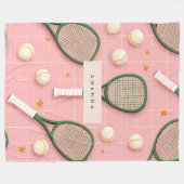 Couverture Polaire Monogramme Personnalisé Retro Tennis Racket Motif (Devant (Horizontal))