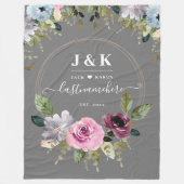Couverture Polaire Monogramme personnalisé rose et bordeaux (Devant)