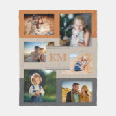 Couverture Polaire Monogramme Photo Collage Brûlé Orange Beige Charbo (Devant)