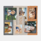 Couverture Polaire Monogramme Photo Collage Brûlé Orange Beige Charbo (Devant (Horizontal))