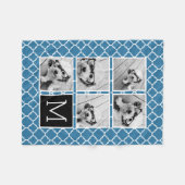 Couverture Polaire Monogramme photo Collage d'images en bleu et noir  (Devant (Horizontal))