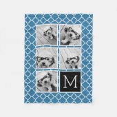 Couverture Polaire Monogramme photo Collage d'images en bleu et noir  (Devant)
