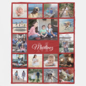 Couverture Polaire Monogramme photo Collage élégant rouge et blanc (Devant)