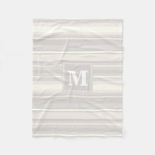 Couverture Polaire Monogramme rayures beiges (Devant)