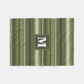 Couverture Polaire Monogramme rayures vert olive (Devant (Horizontal))