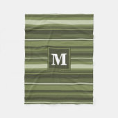 Couverture Polaire Monogramme rayures vert olive (Devant)