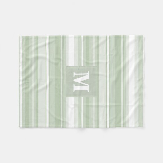 Couverture Polaire Monogramme rayures vert pâle (Devant (Horizontal))