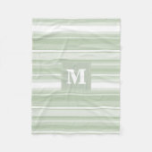 Couverture Polaire Monogramme rayures vert pâle (Devant)