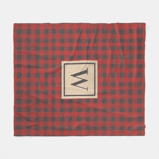 Couverture Polaire Monogramme Red Buffalo Plaid (Devant (Horizontal))
