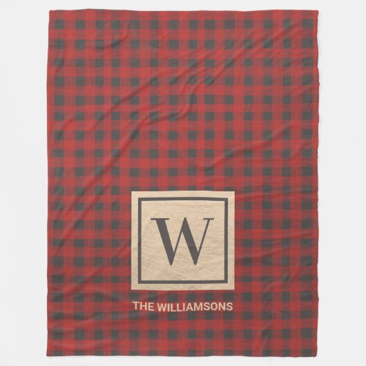 Couverture Polaire Monogramme Red Buffalo Plaid (Devant)