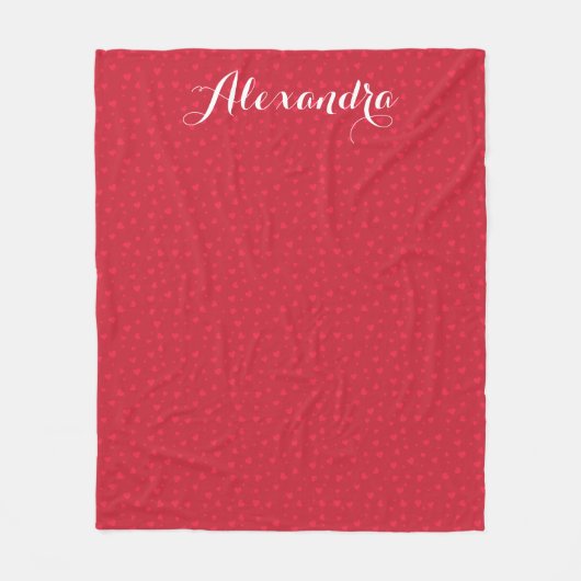 Couverture Polaire Monogramme Red Hearts Design élégant (Devant)