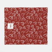 Couverture Polaire Monogramme Red Valentine Heart Motif (Devant (Horizontal))