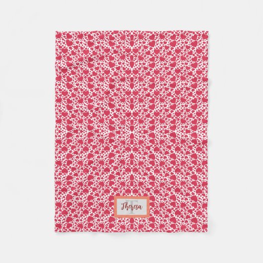 Couverture Polaire Monogramme Red Valentine Heart Motif (Devant)