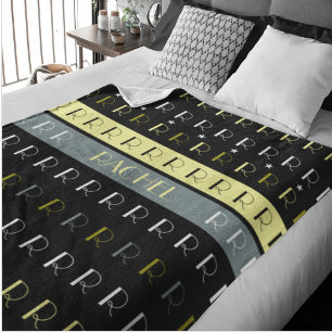 Couverture Polaire Monogramme répliqué par bandes cool sur noir