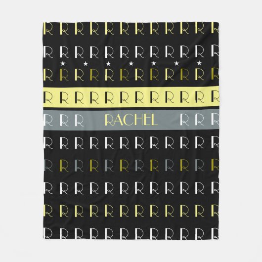 Couverture Polaire Monogramme répliqué par bandes cool sur noir (Devant)