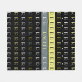 Couverture Polaire Monogramme répliqué par bandes cool sur noir (Devant (Horizontal))