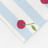 Couverture Polaire Monogramme Rétro Rayures Bleues Cerise Personnalis (Coin)
