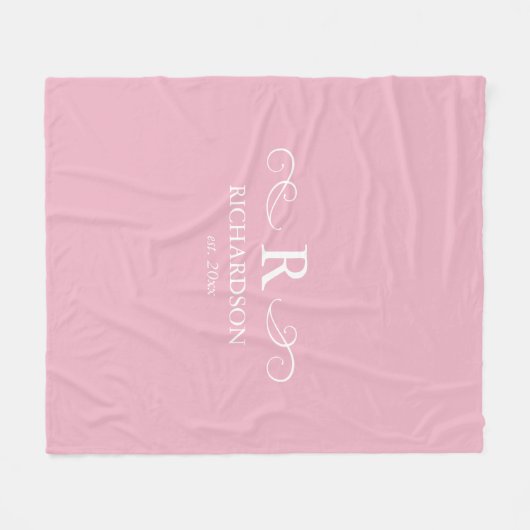 Couverture Polaire Monogramme rose (Devant (Horizontal))