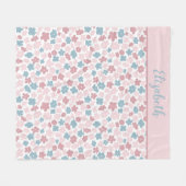 Couverture Polaire Monogramme rose bleu Floral moderne Boho Cadeau te (Devant (Horizontal))