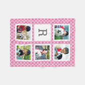Couverture Polaire Monogramme rose de collage de photo personnalisé (Devant (Horizontal))