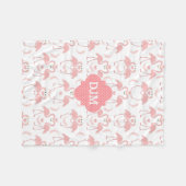 Couverture Polaire Monogramme rose de Polkadot de Flamants roses (Devant (Horizontal))