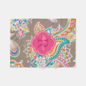 Couverture Polaire Monogramme rose et mocha Boho Paisley (Devant (Horizontal))