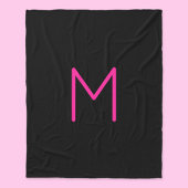 Couverture Polaire Monogramme rose et noir moderne modifiable