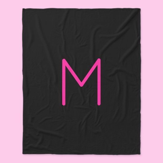 Couverture Polaire Monogramme rose et noir moderne modifiable