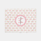 Couverture Polaire Monogramme rose Floral Motif bébé fille Nursery (Devant (Horizontal))