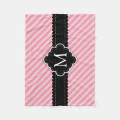 Couverture Polaire Monogramme rose Girly de coutume de noir de motif (Devant)